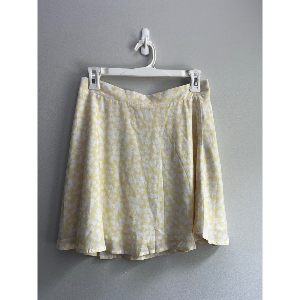 Charlie Holiday Willow Skirt Bloom Pastel Yellow Floral Rayon Mini Skirt MED NWT
